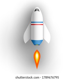Spaceship on white background. Vector illustration.