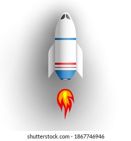 Spaceship on white background. Vector illustration.