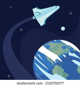 spaceship orbiting the earth scene