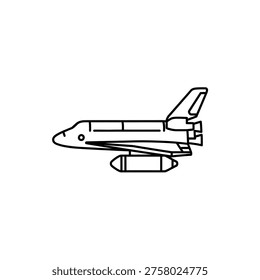 Spaceship outline vector, shuttle craft, orbital transport