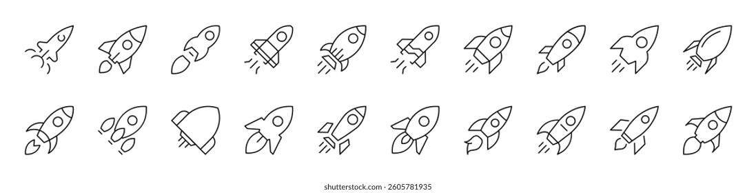 Spaceship Picture Collection. Editable Stroke. Perfect for Infographics, Articles, Books, Flyers, Banners