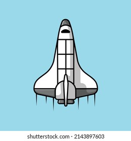 Spaceship Plane Flying Cartoon Vector Icon Illustration. Air Transportation Icon Concept Isolated Premium Vector