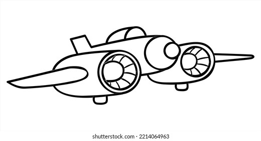 Spaceship. Plane. Hand drawn vector illustration.