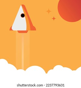 Spaceship with planet and stars
