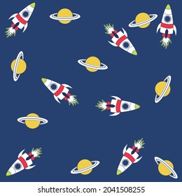 Spaceship and planets pattern with navy pattern