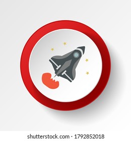Spaceship, rocket colored button icon. Element of space illustration. Signs and symbols icon can be used for web, logo, mobile app, UI, UX