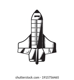 spaceship rocket drawn launcher isolated icon vector illustration design