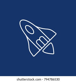 Spaceship or rocket exploration flying icon in outline or monoline style
