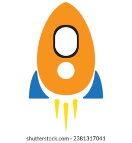 Spaceship rocket flat icon vector illustration. Project start up sign. Creative idea symbol.