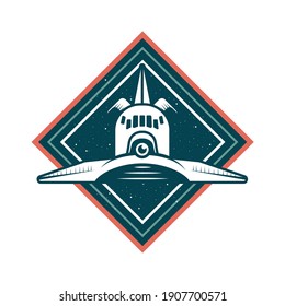 spaceship rocket front drawn in frame icon vector illustration design