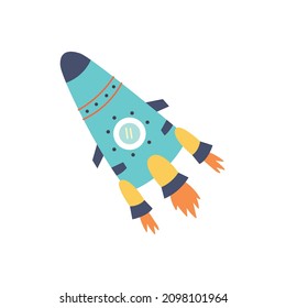 Spaceship rocket hand drawn naive art