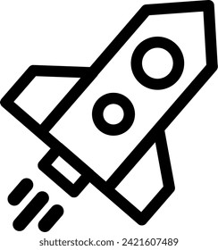 Spaceship rocket icon. Space shuttle simple line vector icon. Replaceable vector design.