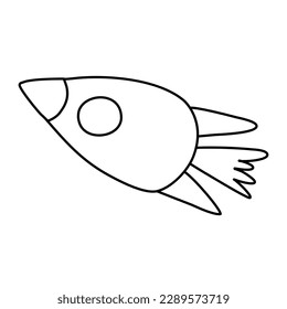 Raumschiff-Raketensymbol, Startup, Leerraum, Geschäftskonzept, doodle Vektorgrafik für Farbbuch