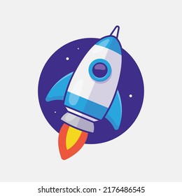 Spaceship rocket icon vector cartoon style.