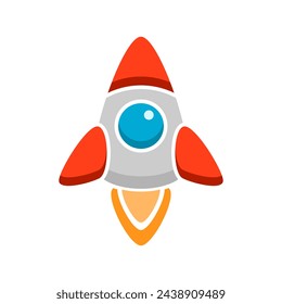Spaceship rocket launch cartoon icon flat vector design