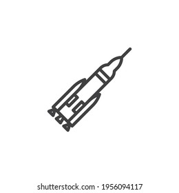 Spaceship rocket line icon. linear style sign for mobile concept and web design. Spacecraft rocket outline vector icon. Symbol, logo illustration. Vector graphics