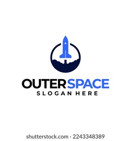Diseño del logotipo de Rocket de nave espacial Icono Plantilla de diseño de logotipo de lanzamiento de cohete rápido vector