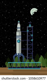 Spaceship rocket on station