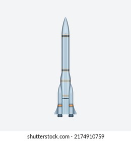 Spaceship rocket, realistic space shuttle template isolated on transparent background. Transport for space and universe exploration. 3d spacecraft. Vector illustration