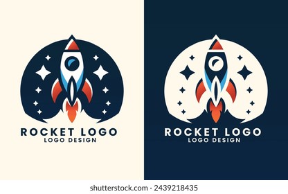 Spaceship rocket shuttle astronaut concept vector logo design template