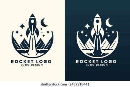 Spaceship rocket shuttle astronaut concept vector logo design template