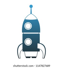 Spaceship rocket symbol blue lines