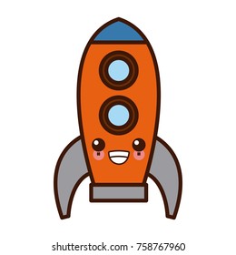 Spaceship rocket symbol kawaii cute cartoon