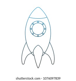 Spaceship rocket taking off on blue lines