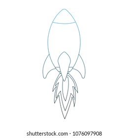 Spaceship rocket taking off on blue lines