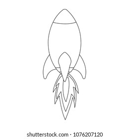 Spaceship rocket taking off on black and white colors