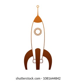 Spaceship rocket taking off on orange lines