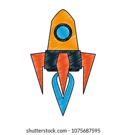 Spaceship rocket taking off scribble
