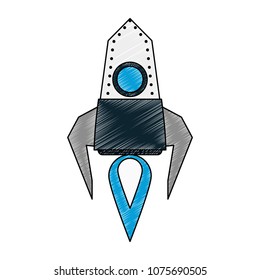 Spaceship rocket taking off scribble