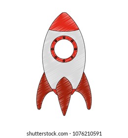 Spaceship rocket taking off scribble