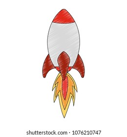 Spaceship rocket taking off scribble