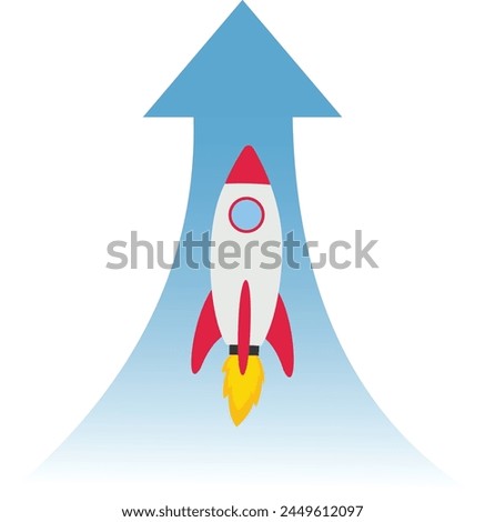 Spaceship rocket taking off. Startup development idea process. Business growth.

