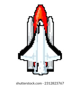spaceship rocket toy game pixel art retro vector. bit spaceship rocket toy. old vintage illustration