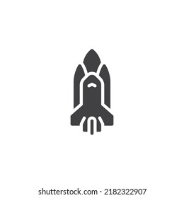 Spaceship rocket vector icon. filled flat sign for mobile concept and web design. Space shuttle glyph icon. Symbol, logo illustration. Vector graphics