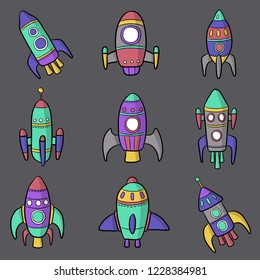 spaceship set vector