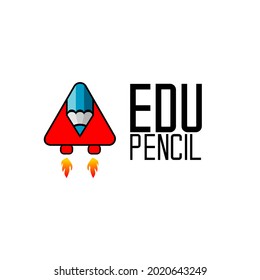 spaceship shaped pencil icon illustration