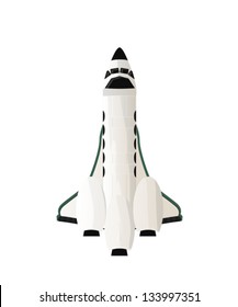 Spaceship, shuttle design. Isolated objects on white background