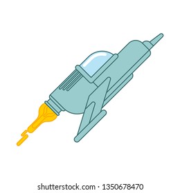 Spaceship shuttle isolated cartoon style. Spacecraft vector illustration