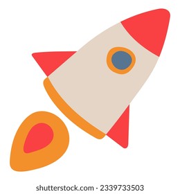Spaceship Single 1 cute on a white background, vector illustration.