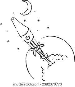 Spaceship in the sky. Stars Vector, eps