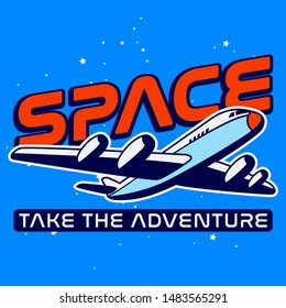 SPACESHIP SLOGAN PRINT VECTOR GRAPHIC TEE