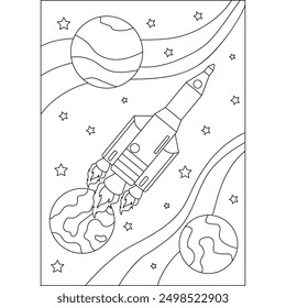 spaceship space coloring book page for kids or grown adults creative coloring mindful relaxation activity