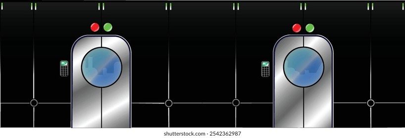 espaçonave espaço porta navio interior futurista laboratório metal dentro fundo parede jogo vaivém entrada laboratório portão estação textura bunker futuro vetor tecnologia sci alienígena velho salto deslizante aço