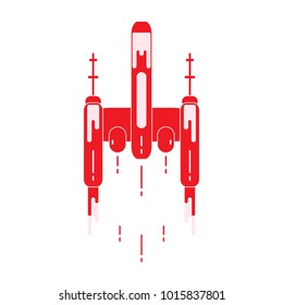 Spaceship. Space exploration, science, technology. Design for banner, poster or print.