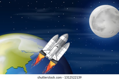 A spaceship in the space illustration