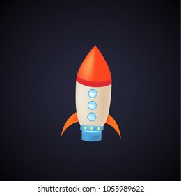 Spaceship, Spacecraft Cartoon style for space Computer and Smartphone Game or Book or Application. Ufo, Shuttle for Space Flight. Creative Vector Illustration.